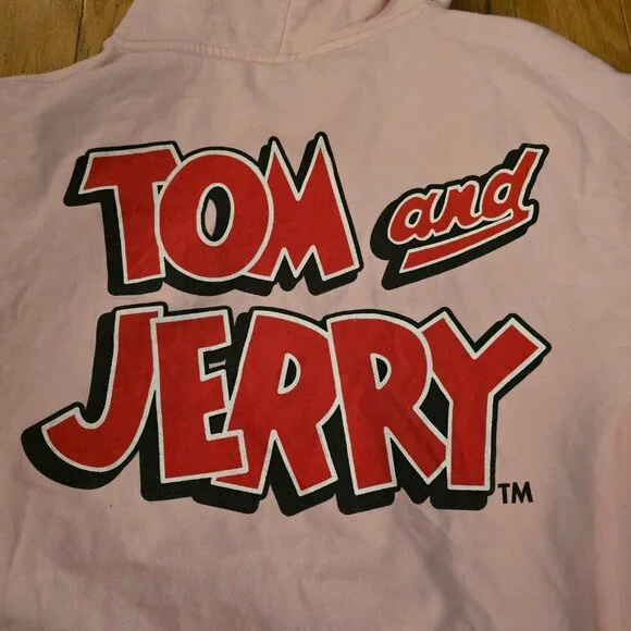 Tom and Jerry Women’s Small Sweatshirt Pink  Hoodie Fun!! - Picture 2 of 6